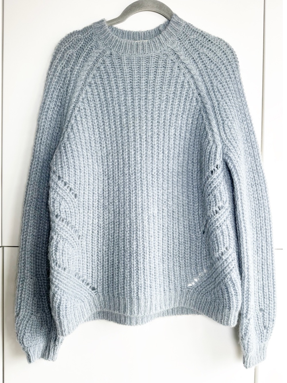 Sézane Dwee Jumper Light Gray Marl Ribbed Knit Mohair Sweater Size